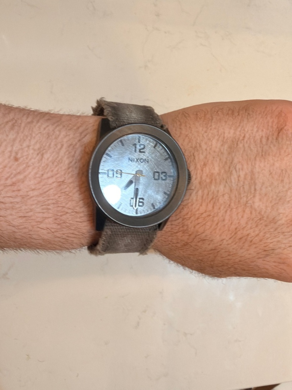 Nixon Gray Canvas Strap Watch with Black Case - Picture 3 of 4